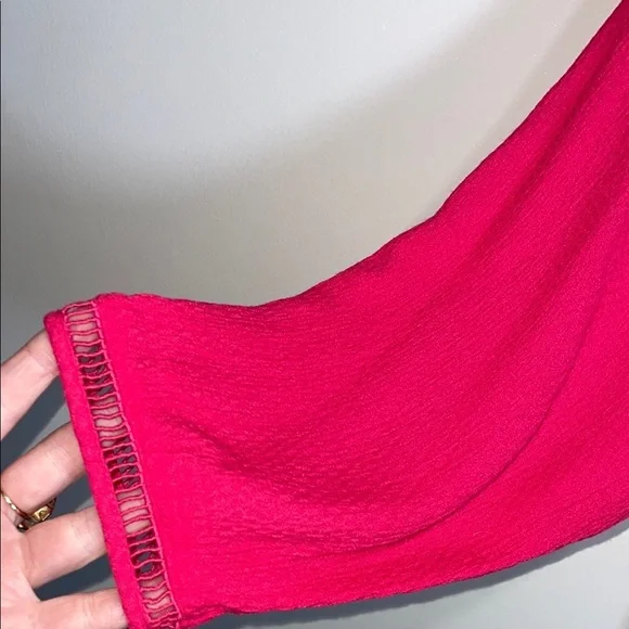 Free People Pink Boho Mini Dress Dolman Sleeve Babydoll Festival XS - Picture 6 of 10